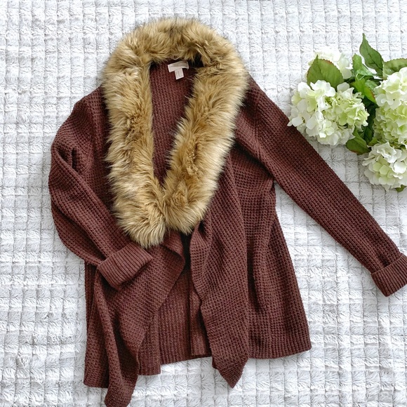 Forever 21 Sweaters - Fur Neck Cardigan